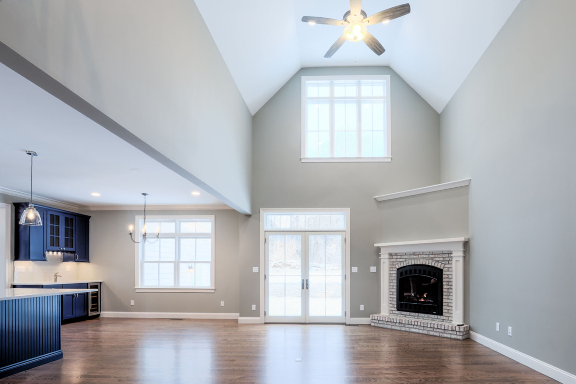 Great Room with Corner Fireplace